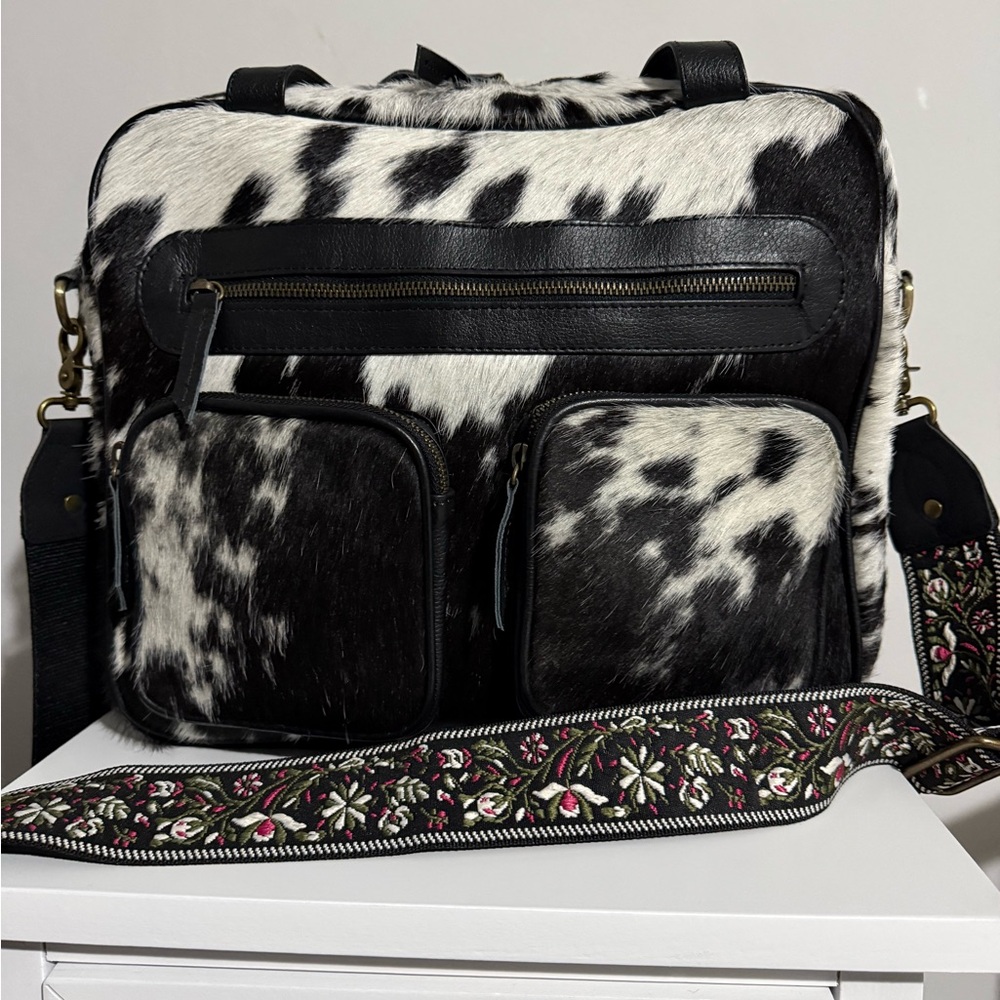 Cow fur large tote bag with crossbody strap Brand New